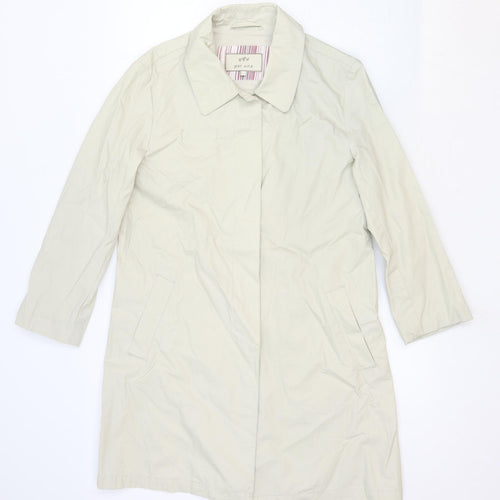 Per Una Womens Beige Overcoat Coat Size S Button