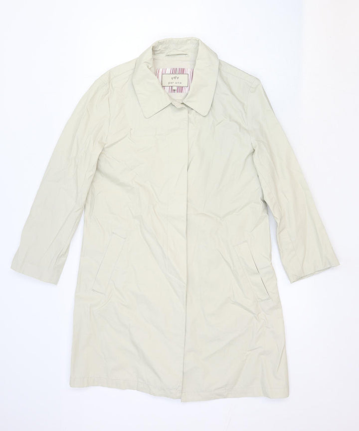 Per Una Womens Beige Overcoat Coat Size S Button