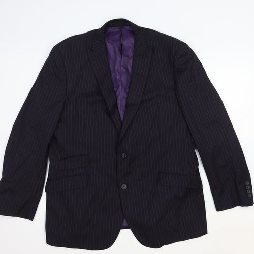 George Mens Blue Striped Cotton Jacket Blazer Size 42 Regular