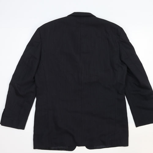 Benvenuto Mens Black Striped Cotton Jacket Blazer Size 40 Regular