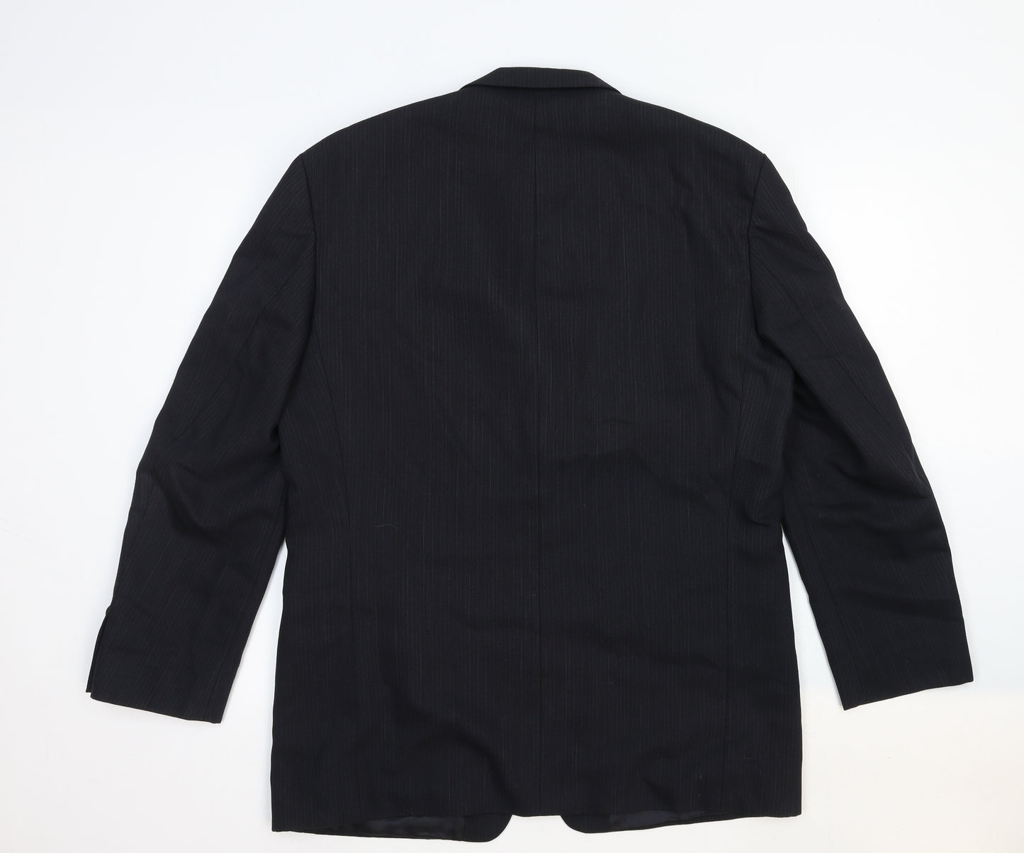 Benvenuto Mens Black Striped Cotton Jacket Blazer Size 40 Regular