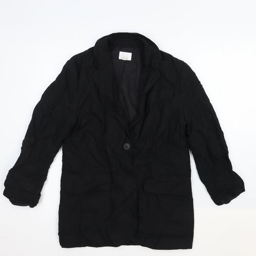 H&M Womens Black Cotton Jacket Blazer Size XS