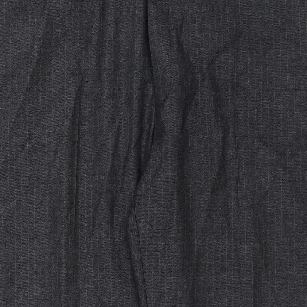 Marks and Spencer Mens Grey Cotton Dress Pants Trousers Size 48 in Regular Hook & Loop