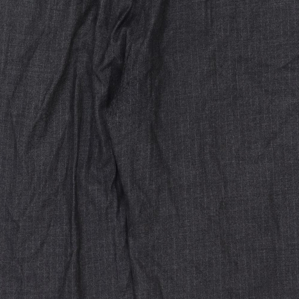 Marks and Spencer Mens Grey Cotton Dress Pants Trousers Size 48 in Regular Hook & Loop