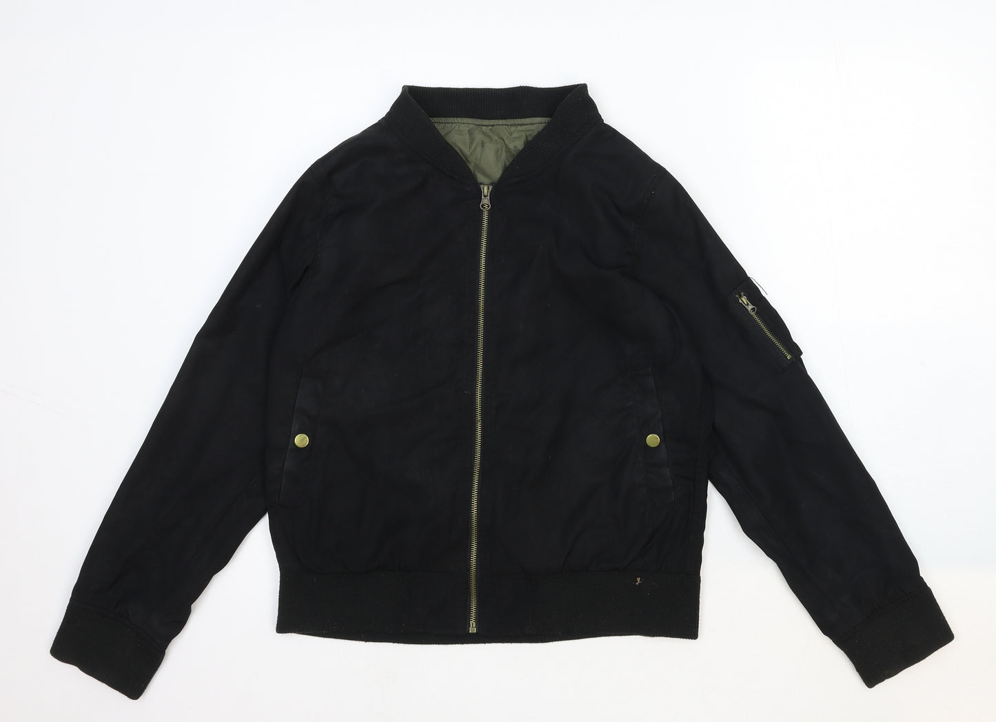 Preworn Womens Black Bomber Jacket Jacket Size M Zip