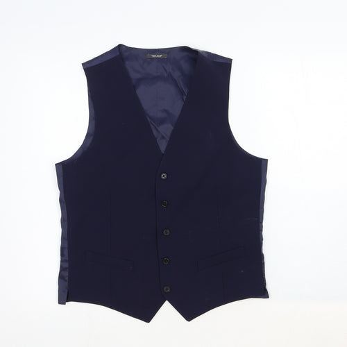 Marks and Spencer Mens Blue Cotton Jacket Suit Waistcoat Size 38 Regular