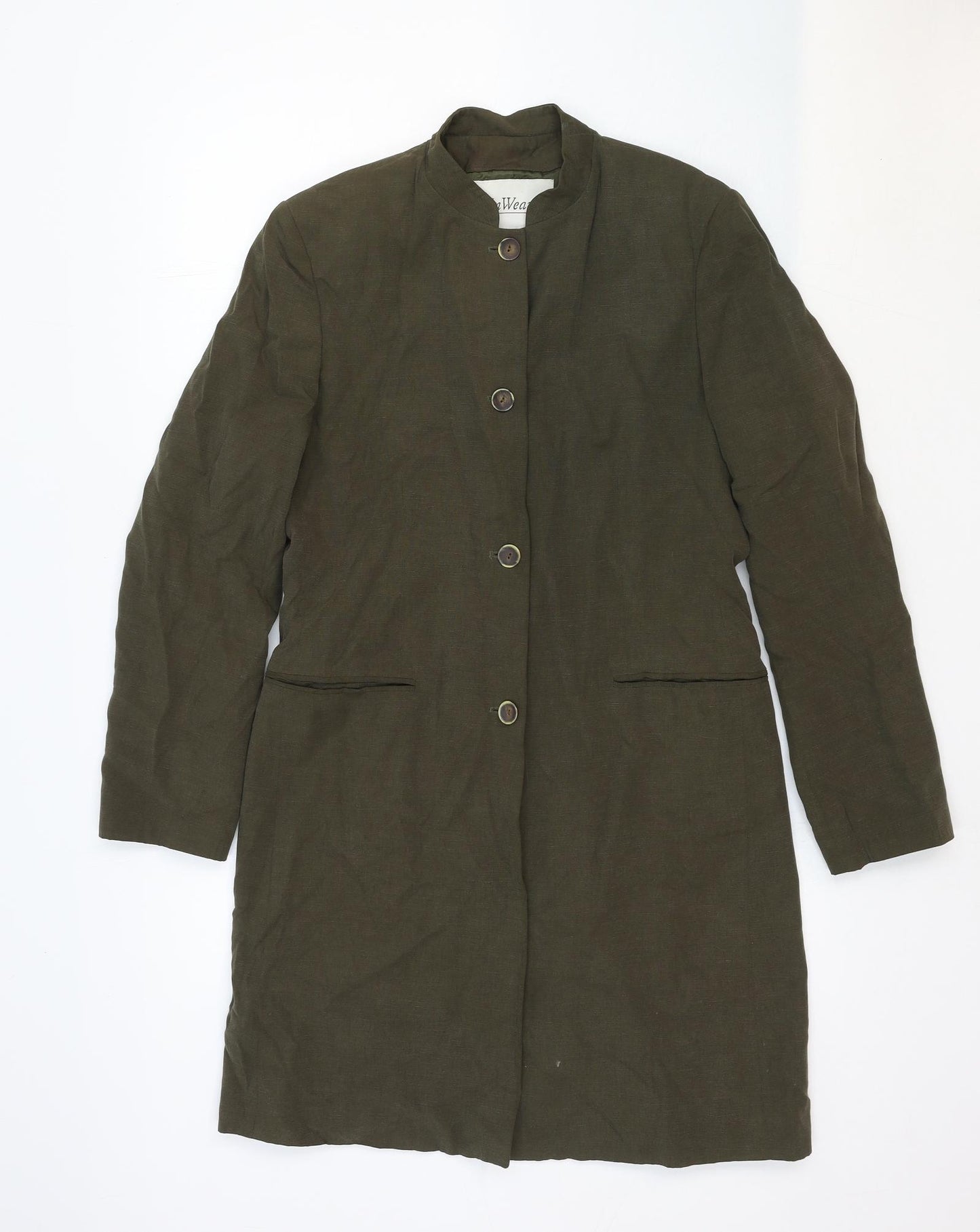 In Wear Womens Green Overcoat Coat Size 10 Button