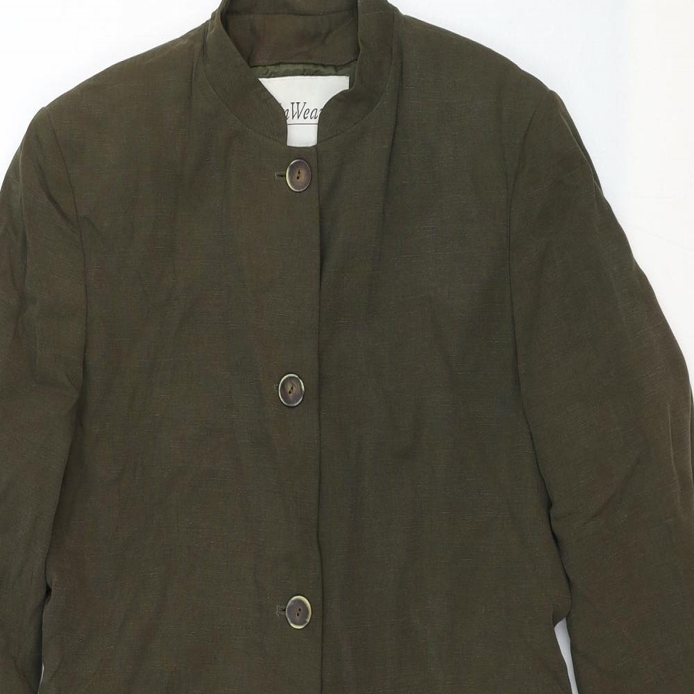 In Wear Womens Green Overcoat Coat Size 10 Button