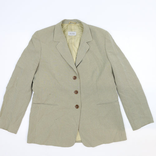 Juvenilia Womens Beige Geometric Jacket Blazer Size 20 Button