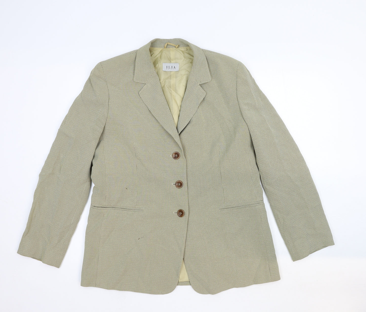 Juvenilia Womens Beige Geometric Jacket Blazer Size 20 Button