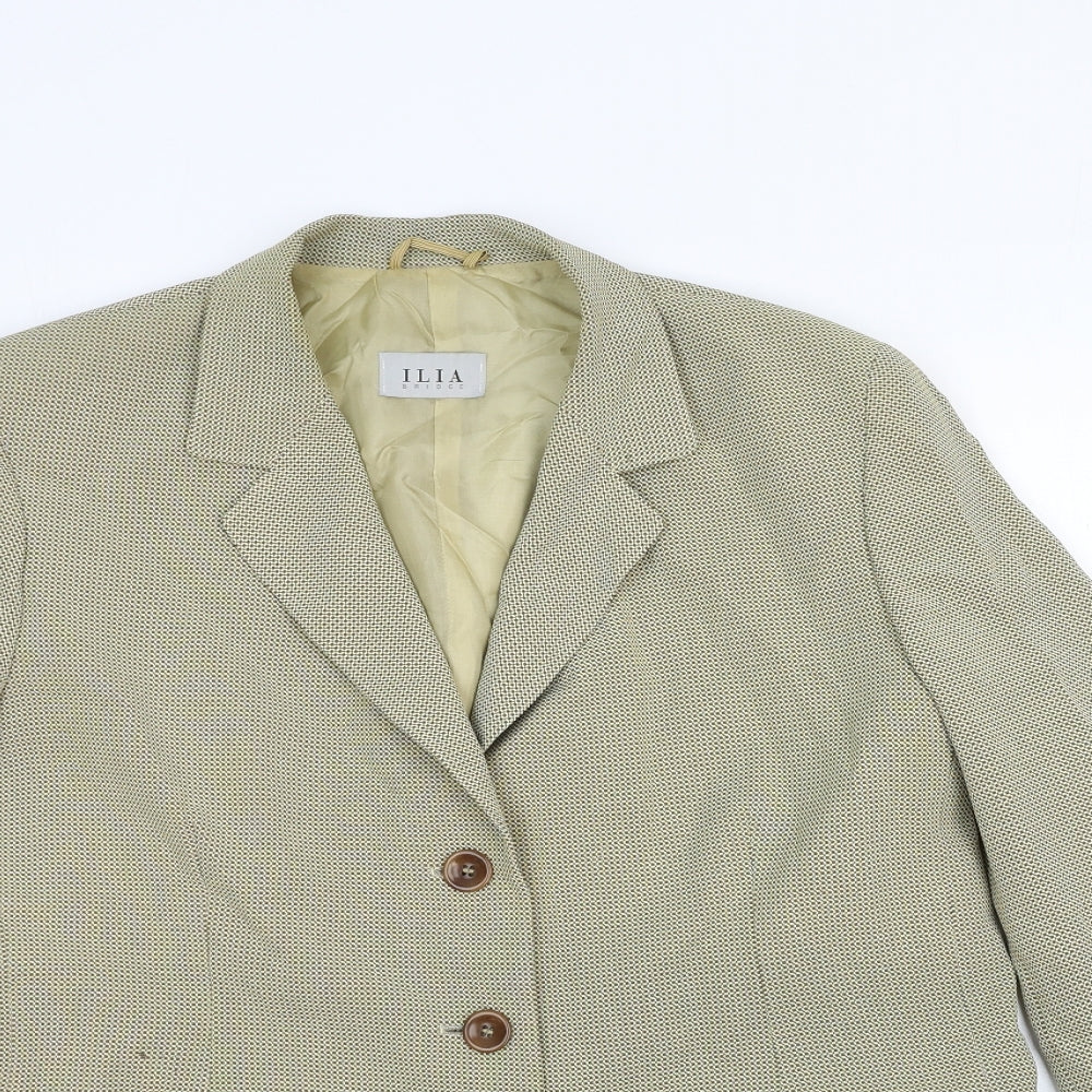 Juvenilia Womens Beige Geometric Jacket Blazer Size 20 Button