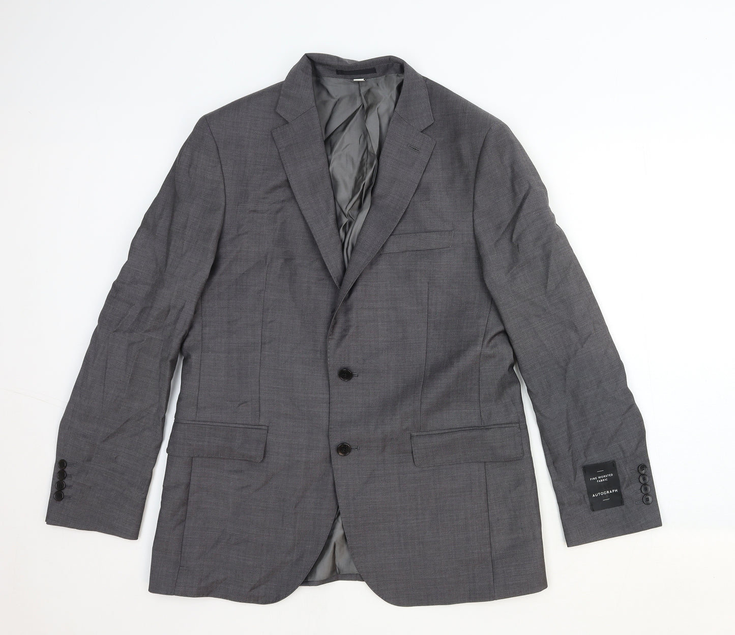 Autograph Mens Grey Cotton Jacket Suit Jacket Size 40 Regular
