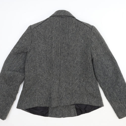 Singles Womens Grey Geometric Jacket Blazer Size 16 Button