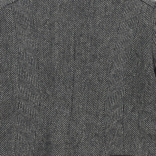 Singles Womens Grey Geometric Jacket Blazer Size 16 Button