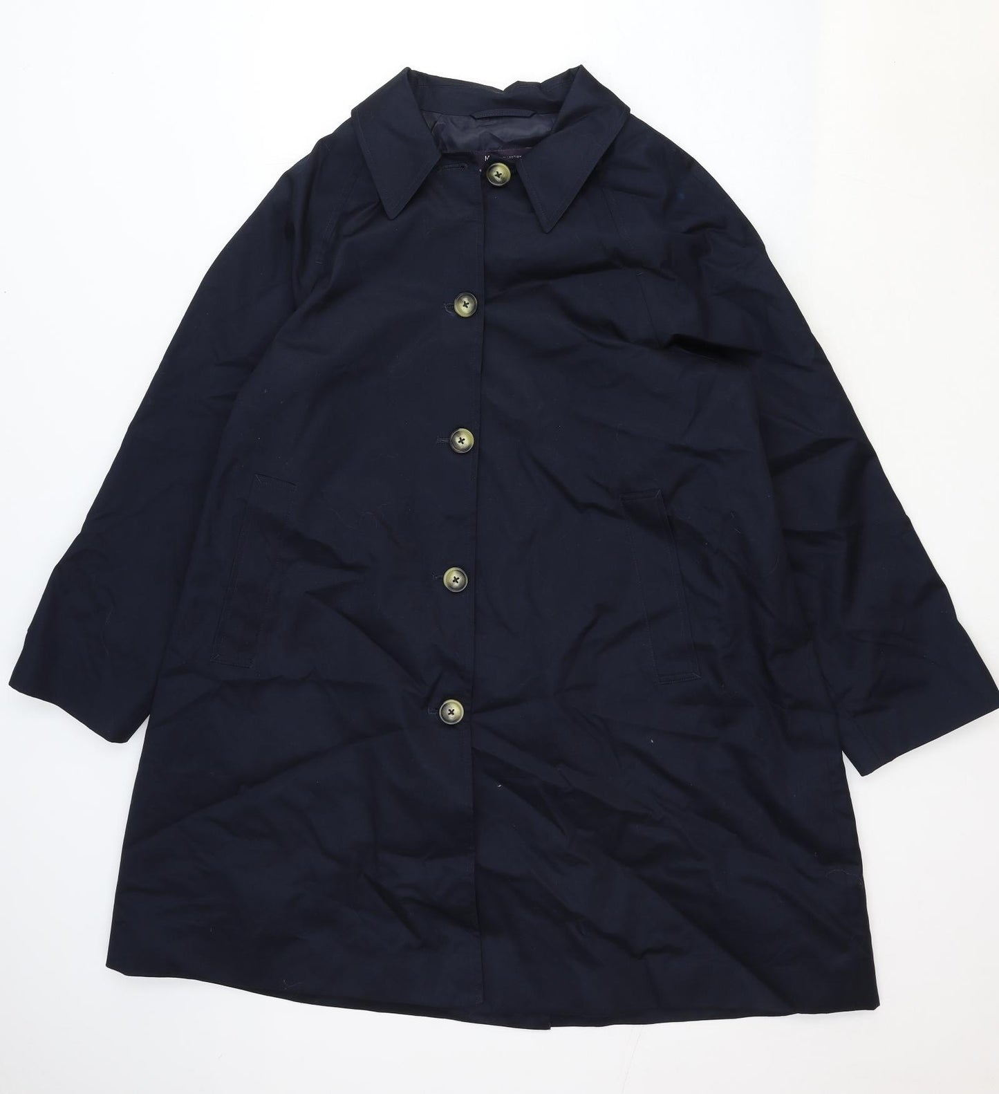 Marks and Spencer Womens Blue Rain Coat Coat Size 18 Button