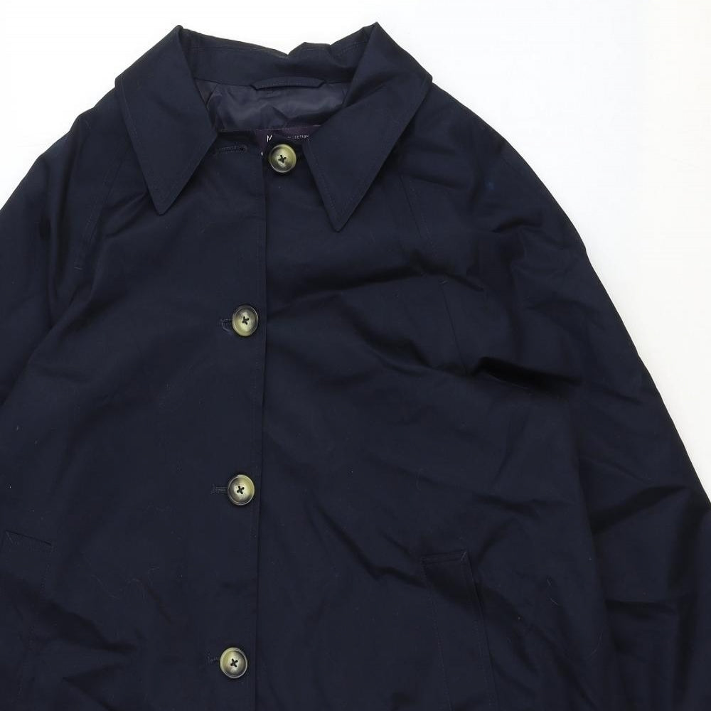 Marks and Spencer Womens Blue Rain Coat Coat Size 18 Button