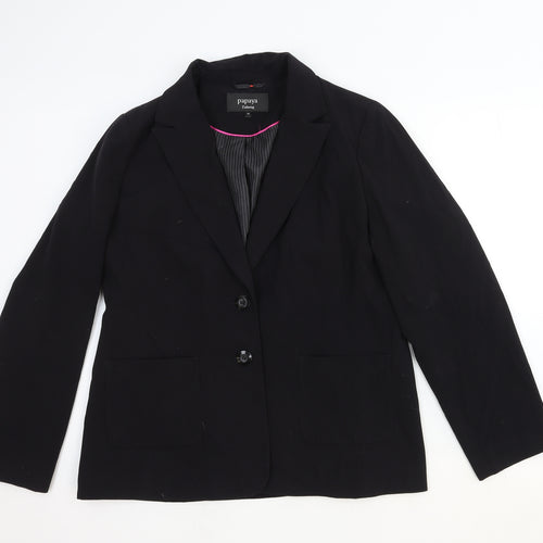 Papaya Womens Black Cotton Jacket Blazer Size 18