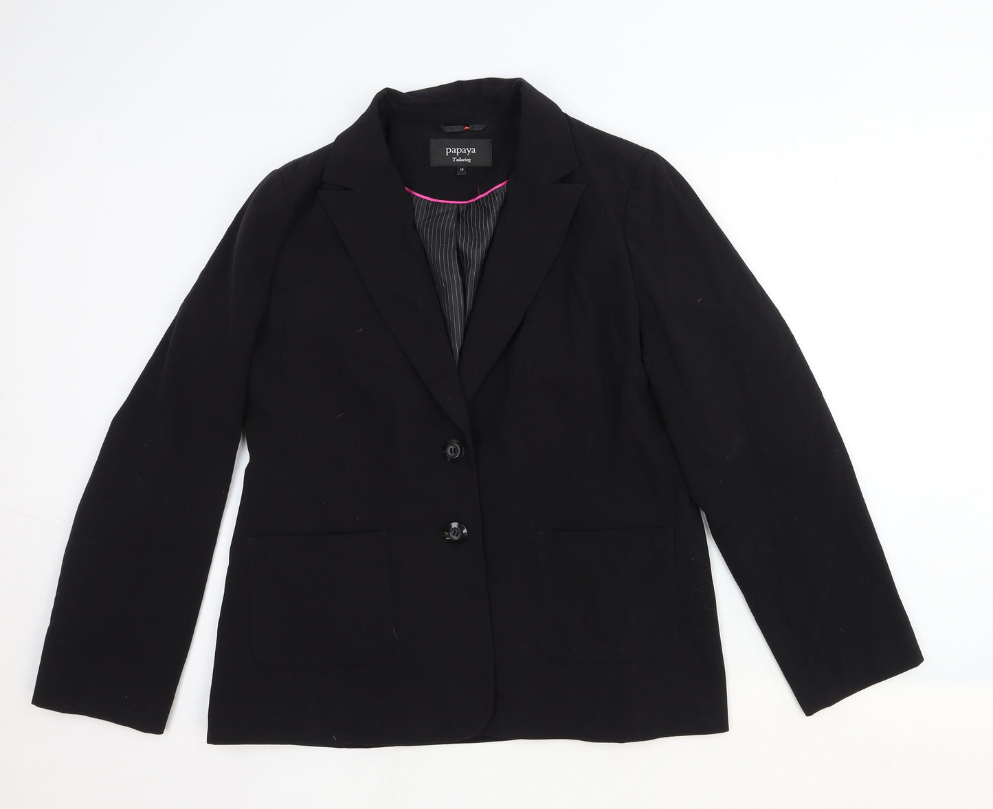 Papaya Womens Black Cotton Jacket Blazer Size 18