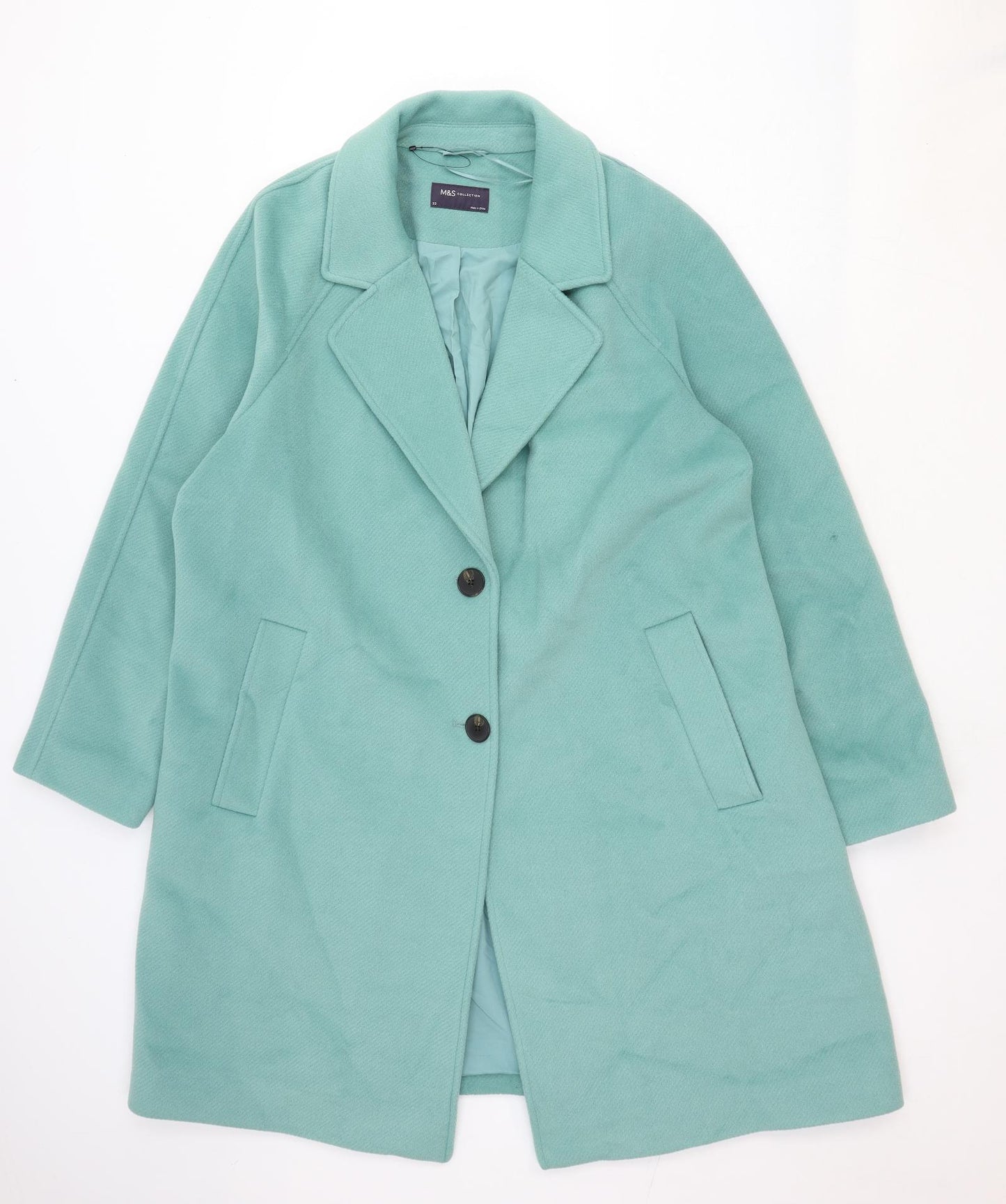 Marks and Spencer Womens Green Jacket Coat Size 22 Button
