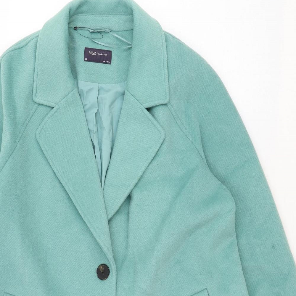 Marks and Spencer Womens Green Jacket Coat Size 22 Button