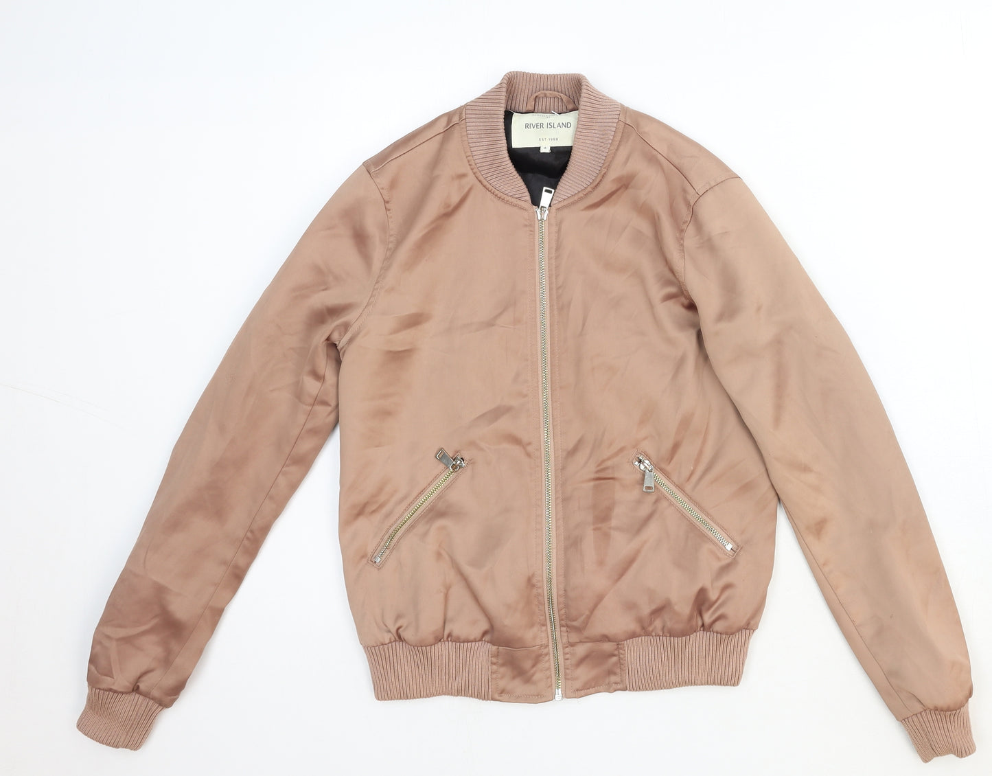 River Island Womens Pink Military Jacket Jacket Size 6 Zip