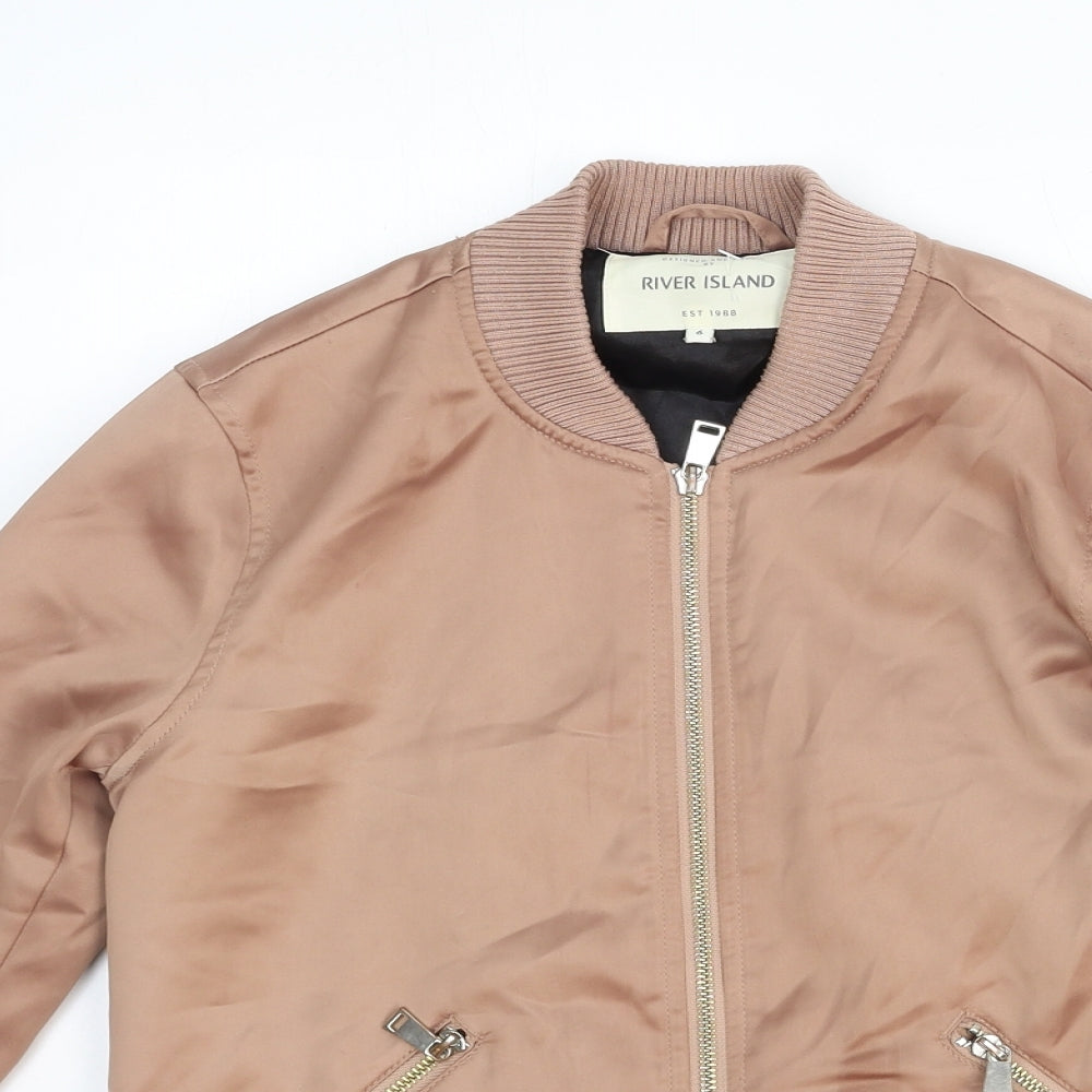 River Island Womens Pink Military Jacket Jacket Size 6 Zip