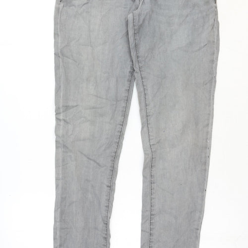H&M Womens Grey Cotton Skinny Jeans Size 12 Regular Zip