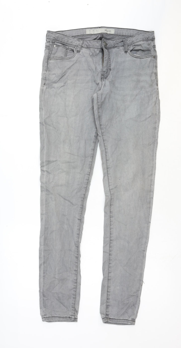 H&M Womens Grey Cotton Skinny Jeans Size 12 Regular Zip