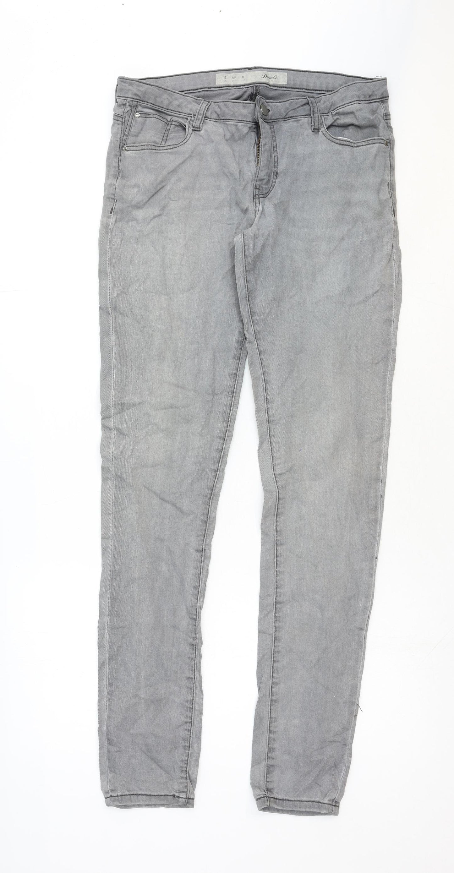 H&M Womens Grey Cotton Skinny Jeans Size 12 Regular Zip