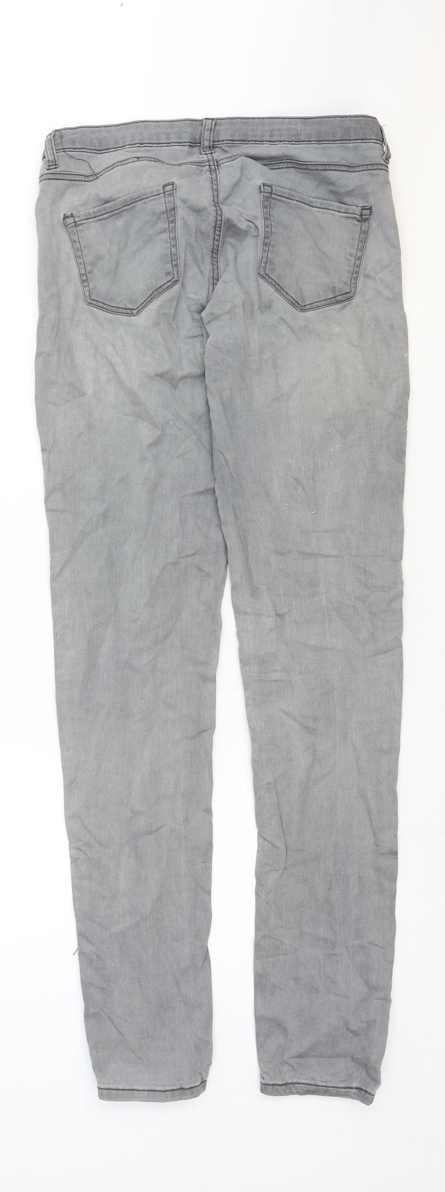 H&M Womens Grey Cotton Skinny Jeans Size 12 Regular Zip