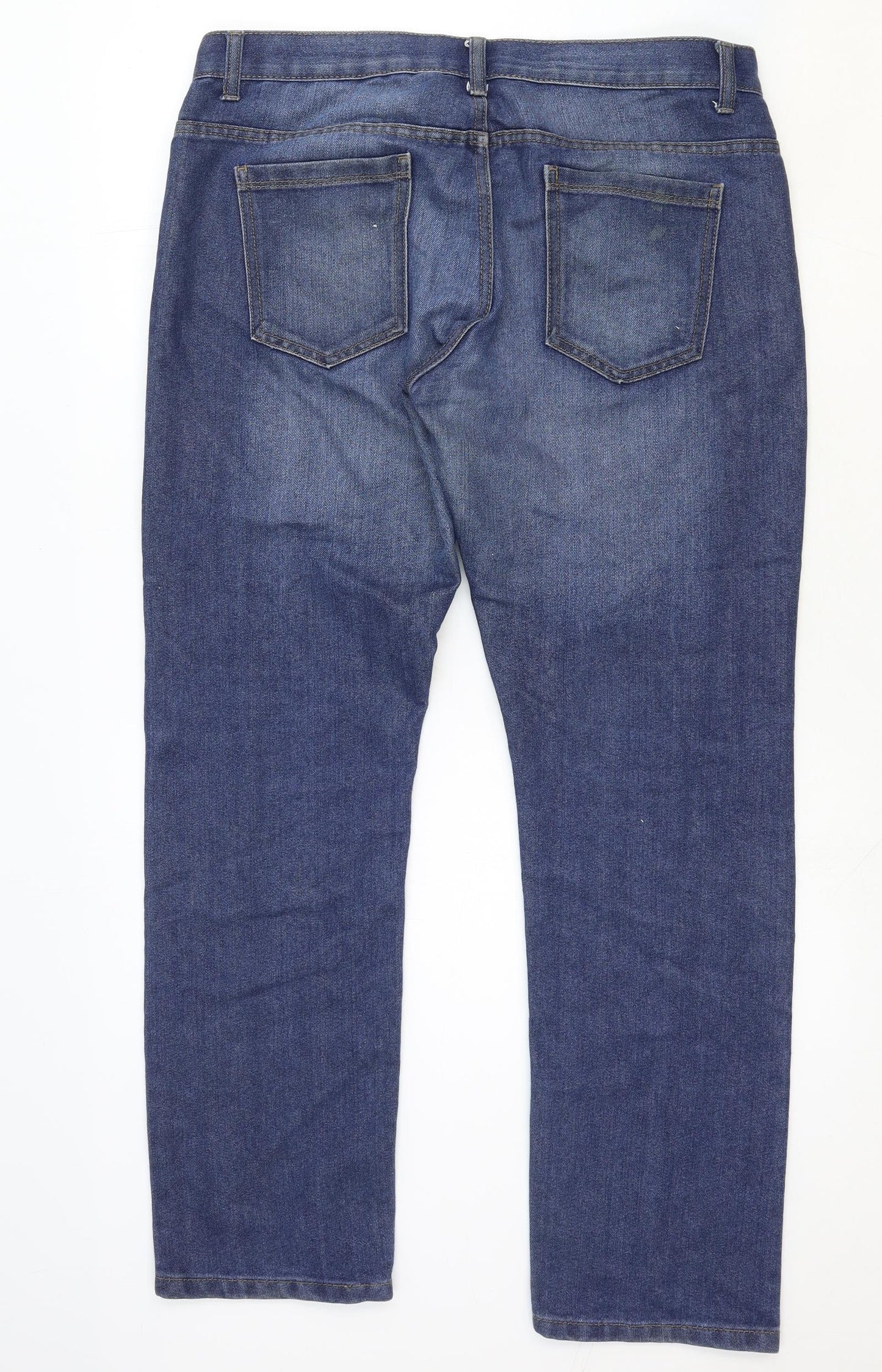Denim & Co. Mens Blue Cotton Straight Jeans Size 34 in Regular Zip