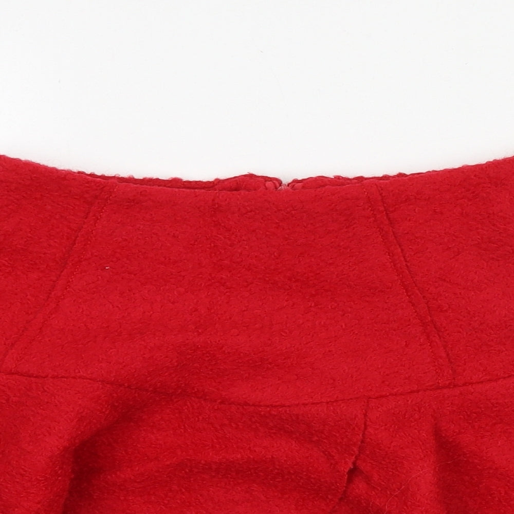 Mystery Womens Red Cotton Mini Skirt Size S Zip