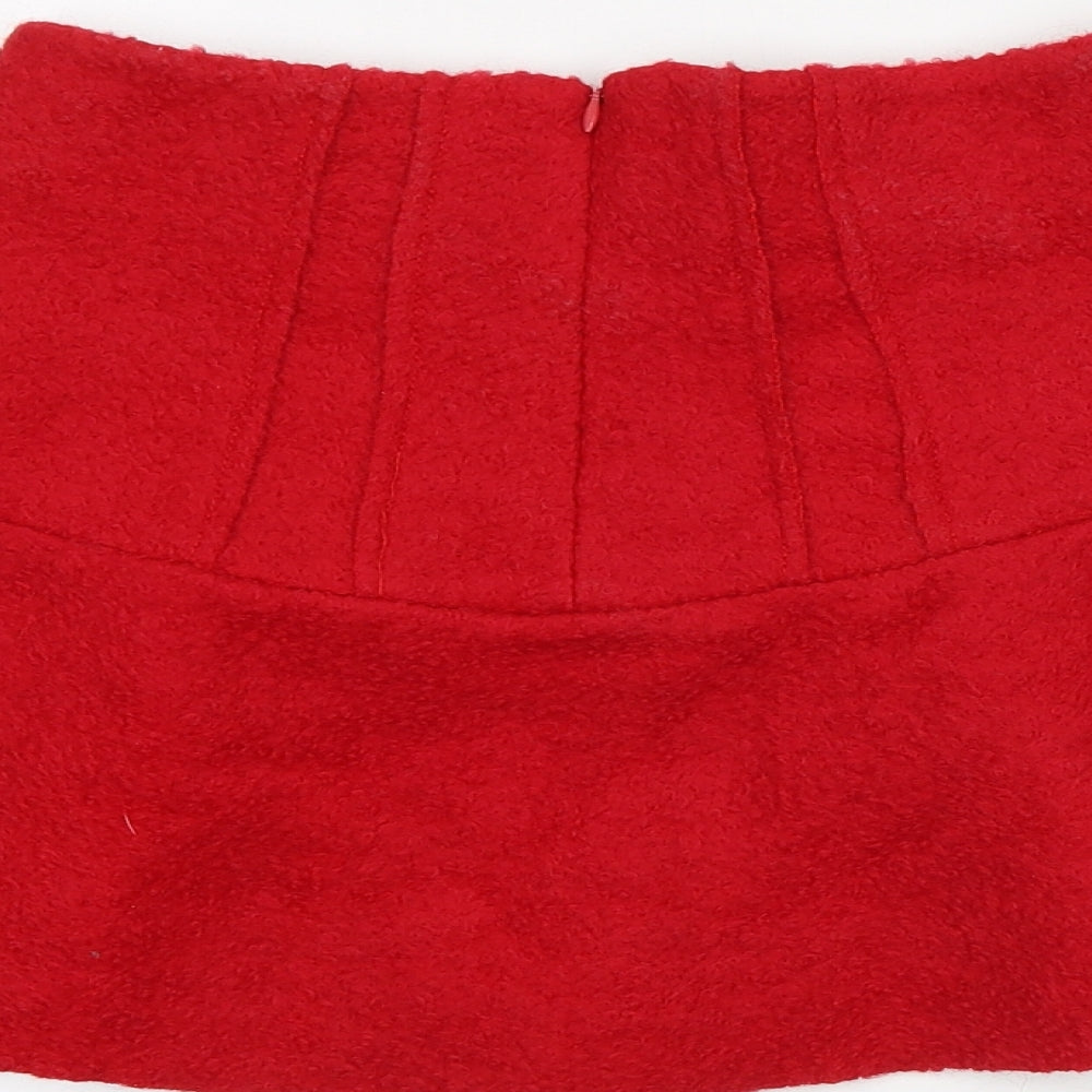 Mystery Womens Red Cotton Mini Skirt Size S Zip