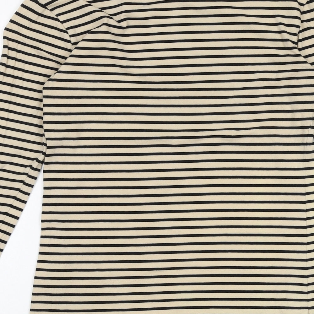 Primark Womens Black Striped Cotton Basic T-Shirt Size 6 Round Neck