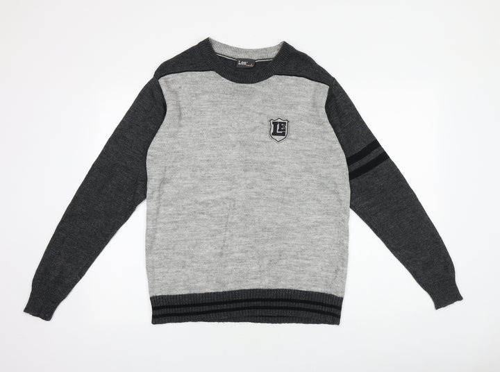Lee Mens Grey Roll Neck Acrylic Pullover Jumper Size S Long Sleeve