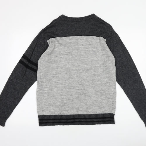 Lee Mens Grey Roll Neck Acrylic Pullover Jumper Size S Long Sleeve