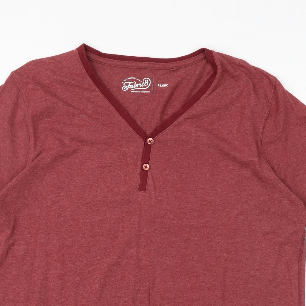 Fabric8 Mens Red Cotton T-Shirt Size XL V-Neck