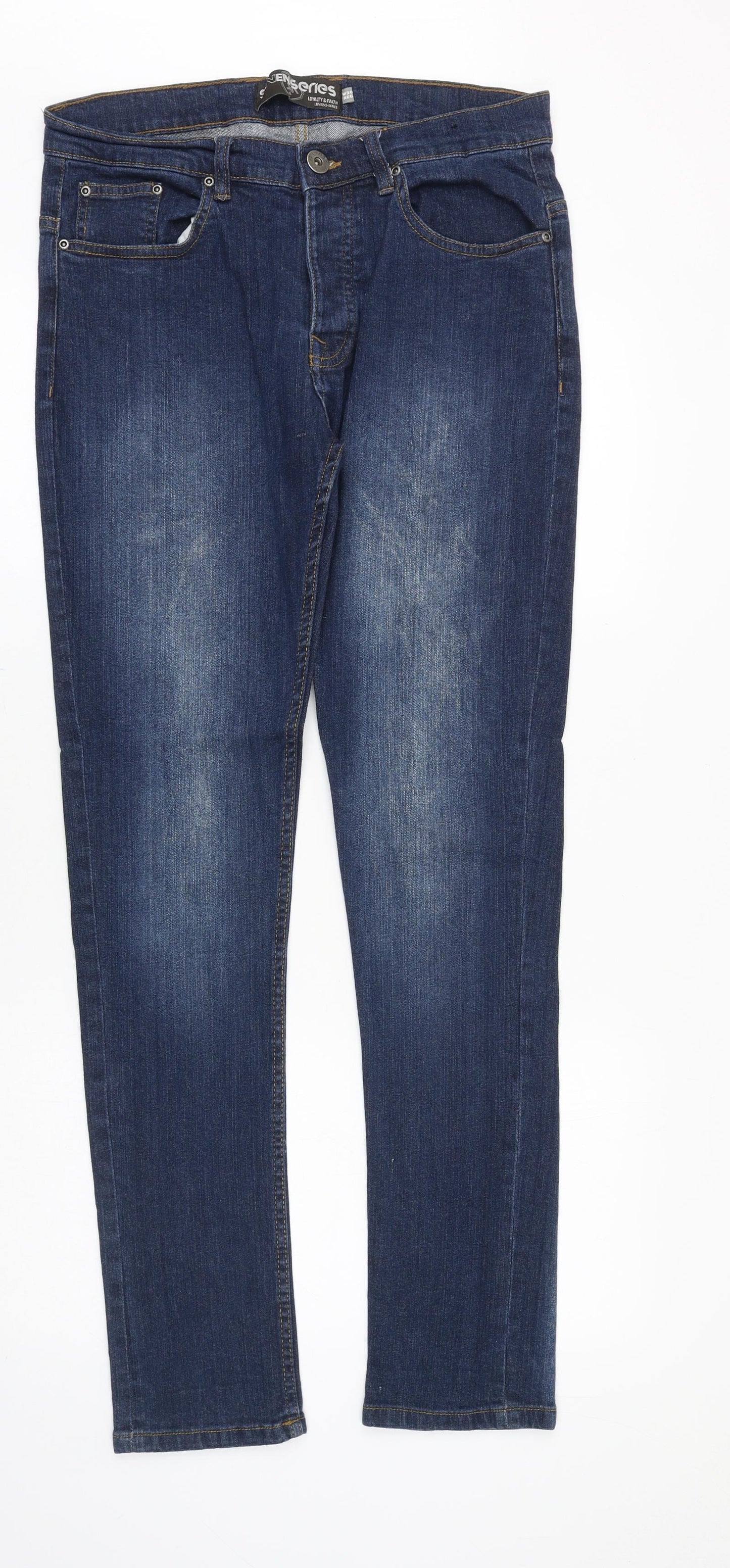 Seven Series Mens Blue Cotton Skinny Jeans Size 30 in Slim Zip