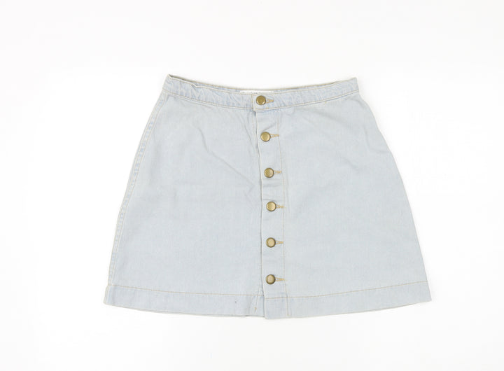 American Apparel Womens Blue Cotton Mini Skirt Size 30 in Button