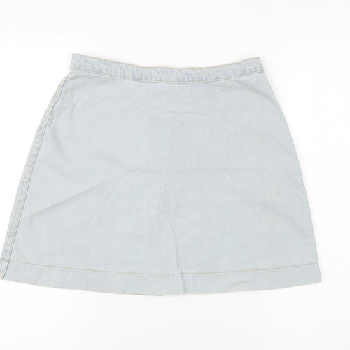 American Apparel Womens Blue Cotton Mini Skirt Size 30 in Button