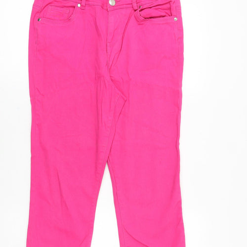 Denim Womens Pink Cotton Straight Jeans Size 12 Regular Zip