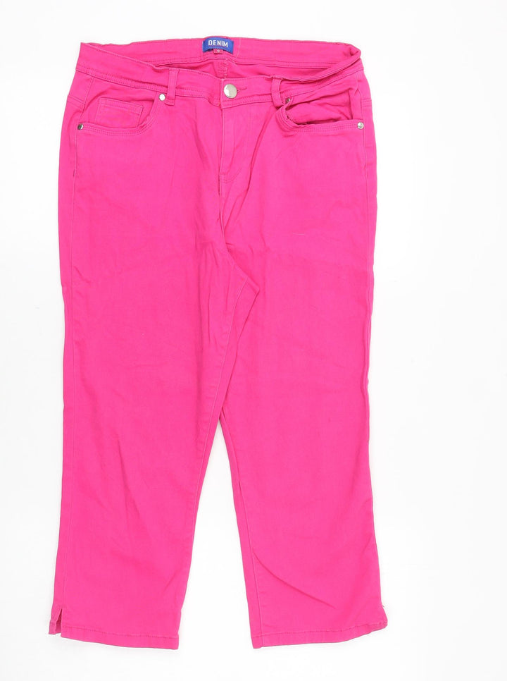 Denim Womens Pink Cotton Straight Jeans Size 12 Regular Zip