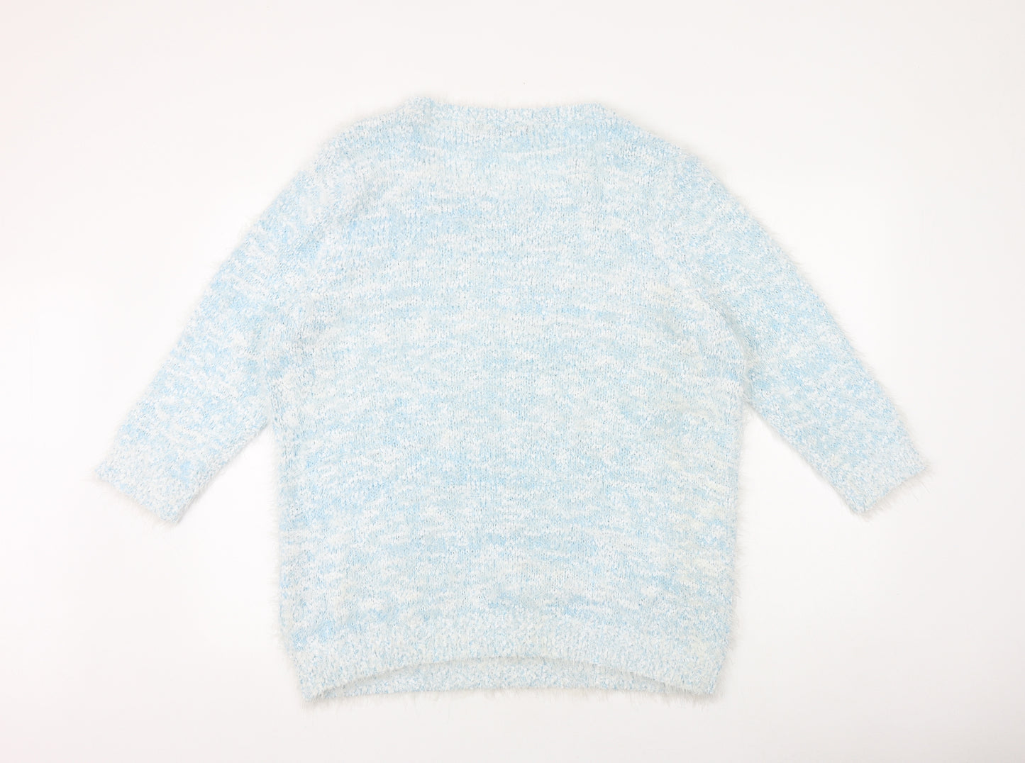 So Fabulous Womens Blue Round Neck Acrylic Pullover Jumper Size 22
