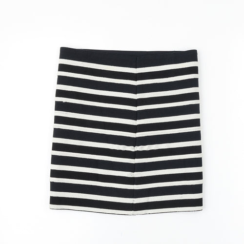 H&M Womens Black Striped Cotton Mini Skirt Size 6