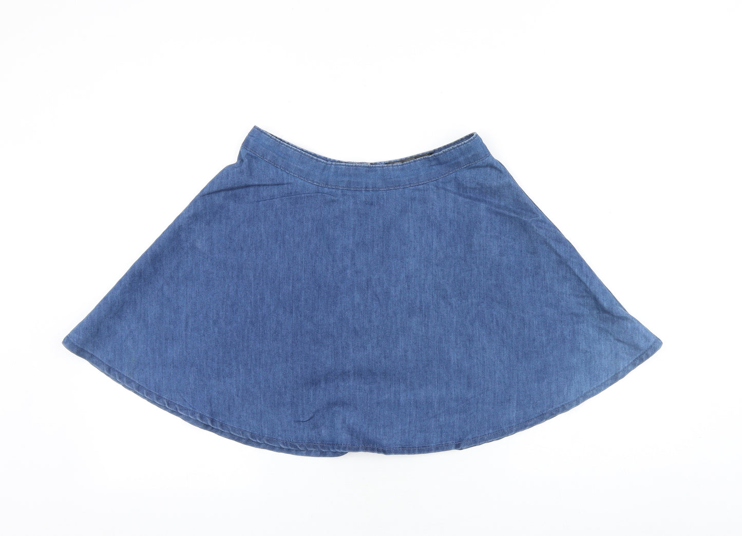New Look Womens Blue Cotton Mini Skirt Size 12 Zip
