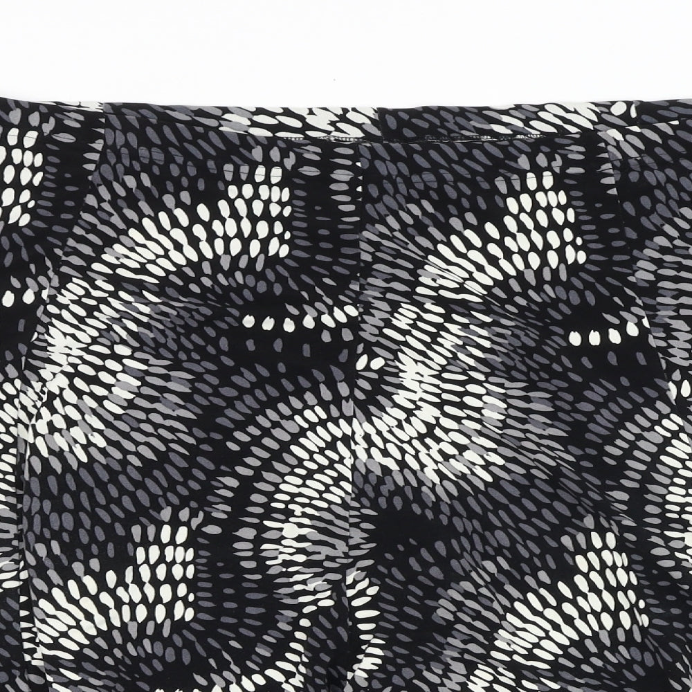 Papaya Womens Black Geometric Viscose A-Line Skirt Size 38 in