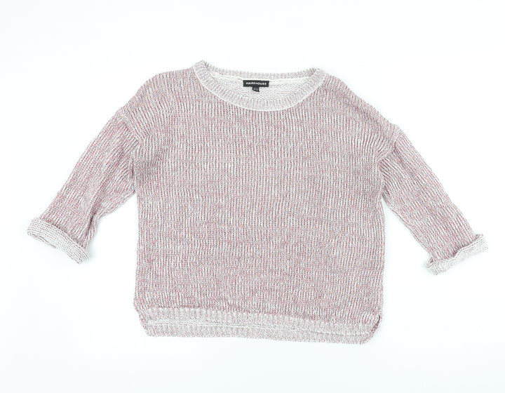 Warehouse Womens Pink Round Neck Acrylic Pullover Jumper Size 10