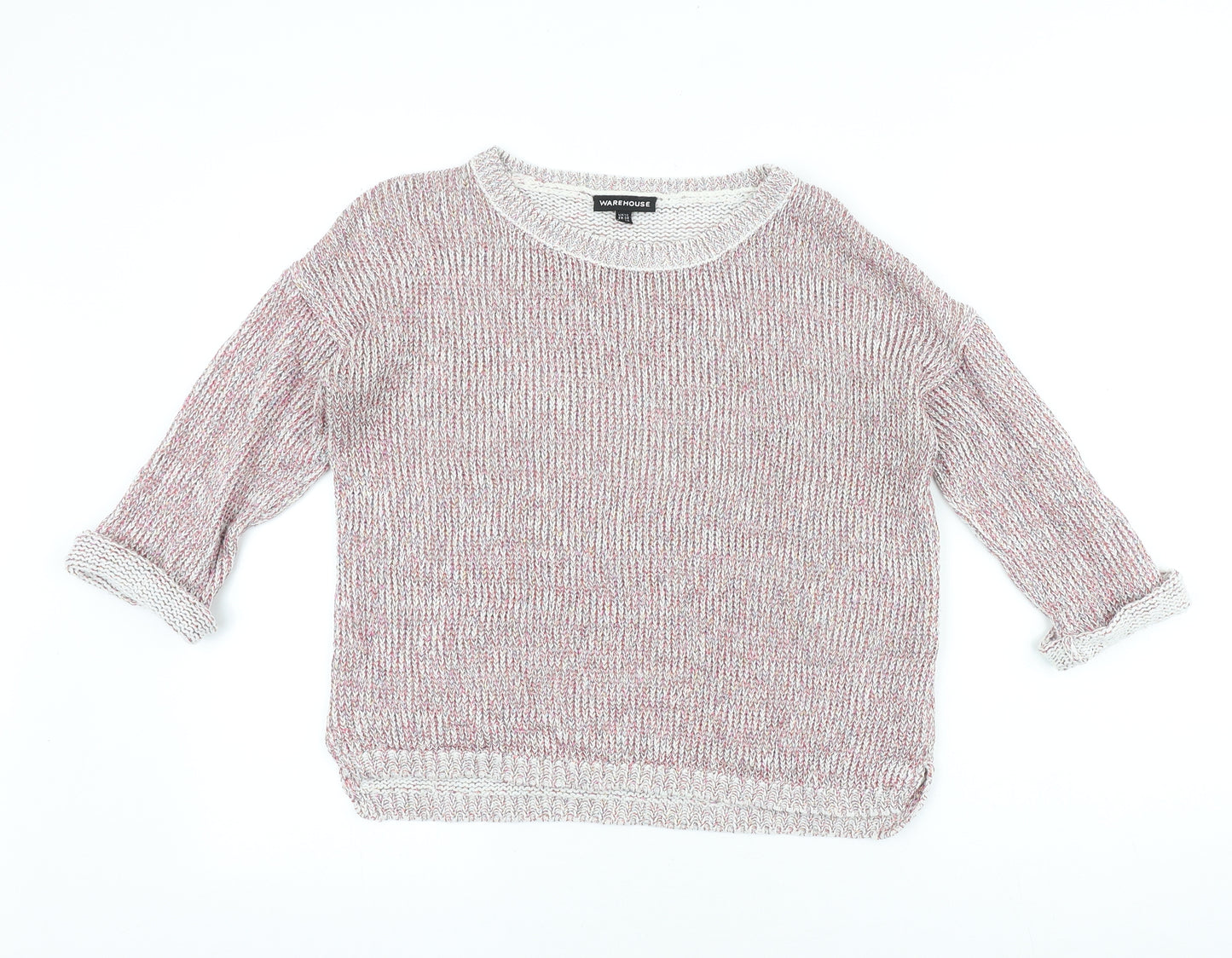 Warehouse Womens Pink Round Neck Acrylic Pullover Jumper Size 10