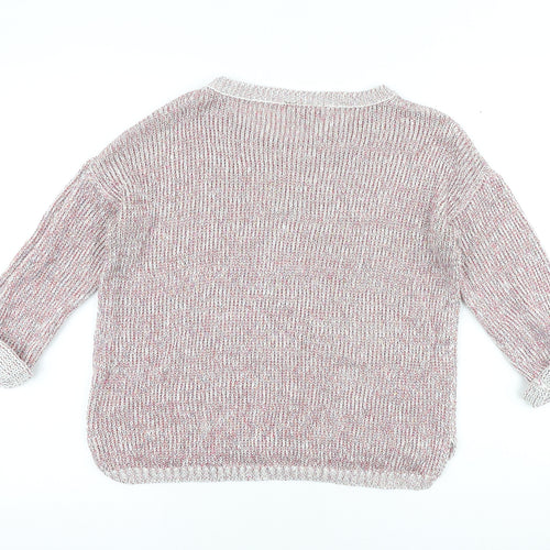 Warehouse Womens Pink Round Neck Acrylic Pullover Jumper Size 10