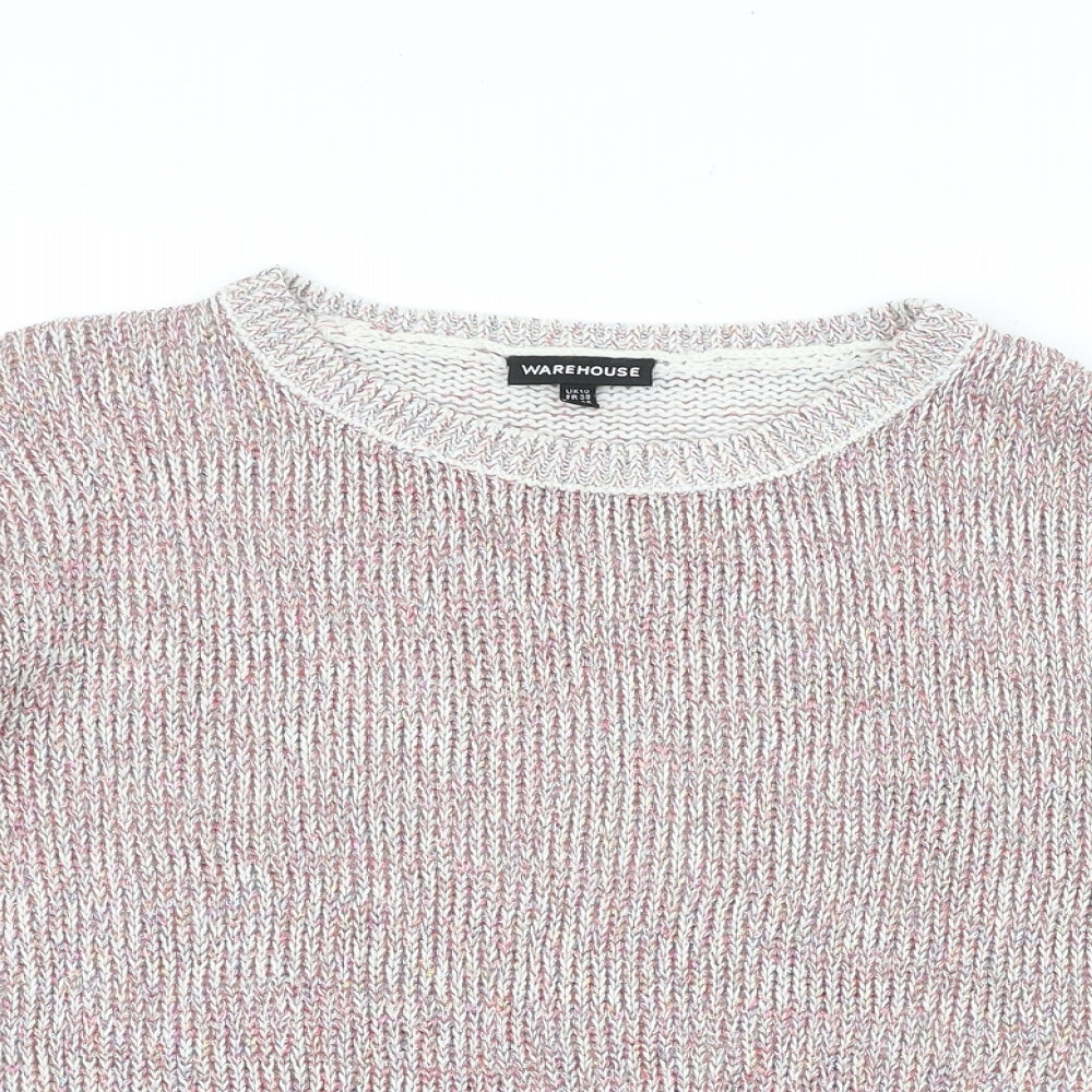 Warehouse Womens Pink Round Neck Acrylic Pullover Jumper Size 10